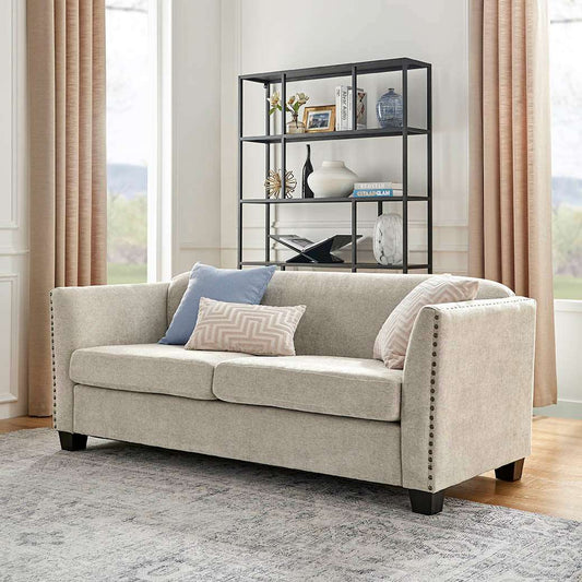 Dawson Studded 3 Seater Cream Sofa