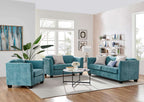 Dawson Studded 3 Seater Teal Sofa