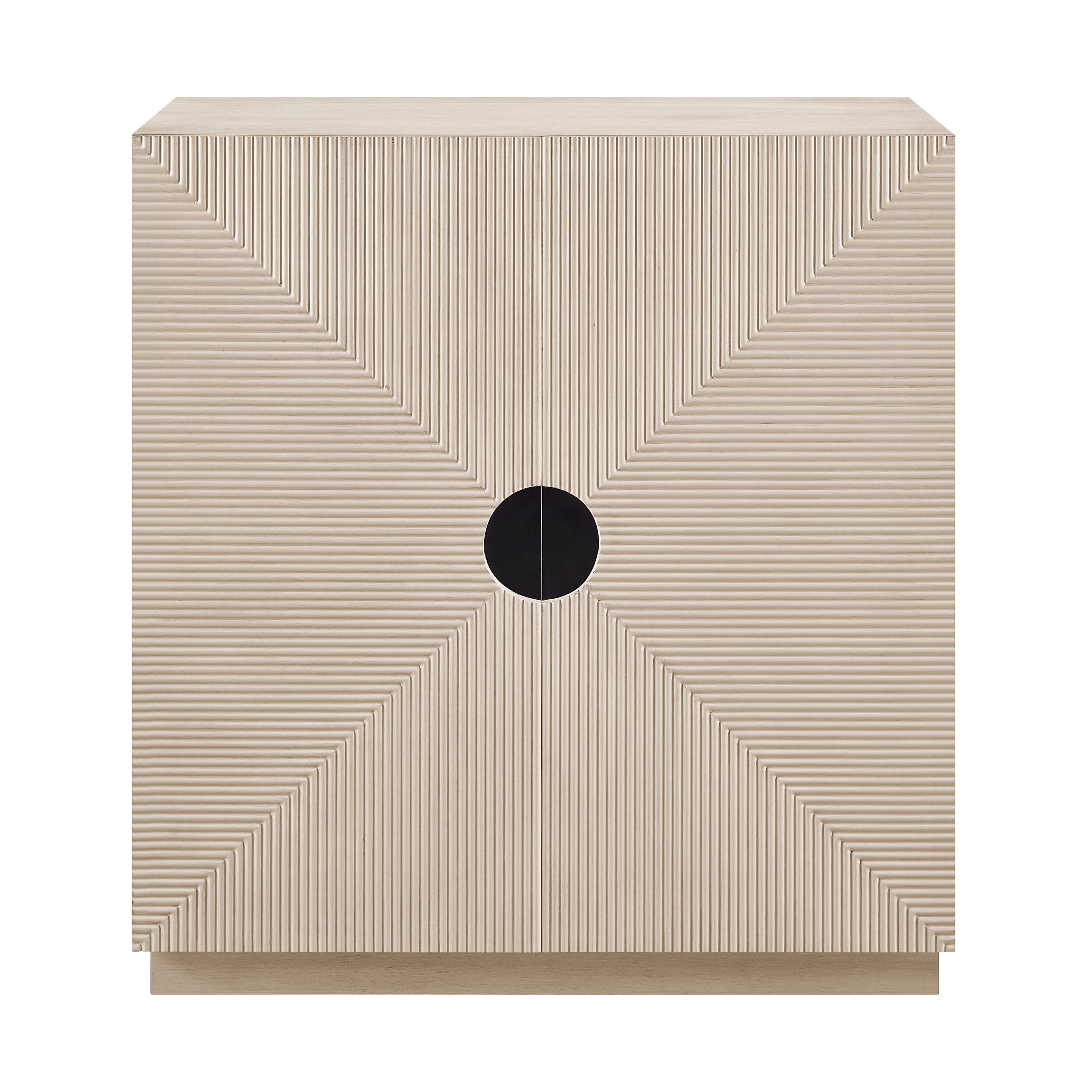 Beige textured box with a black circular feature on a white background