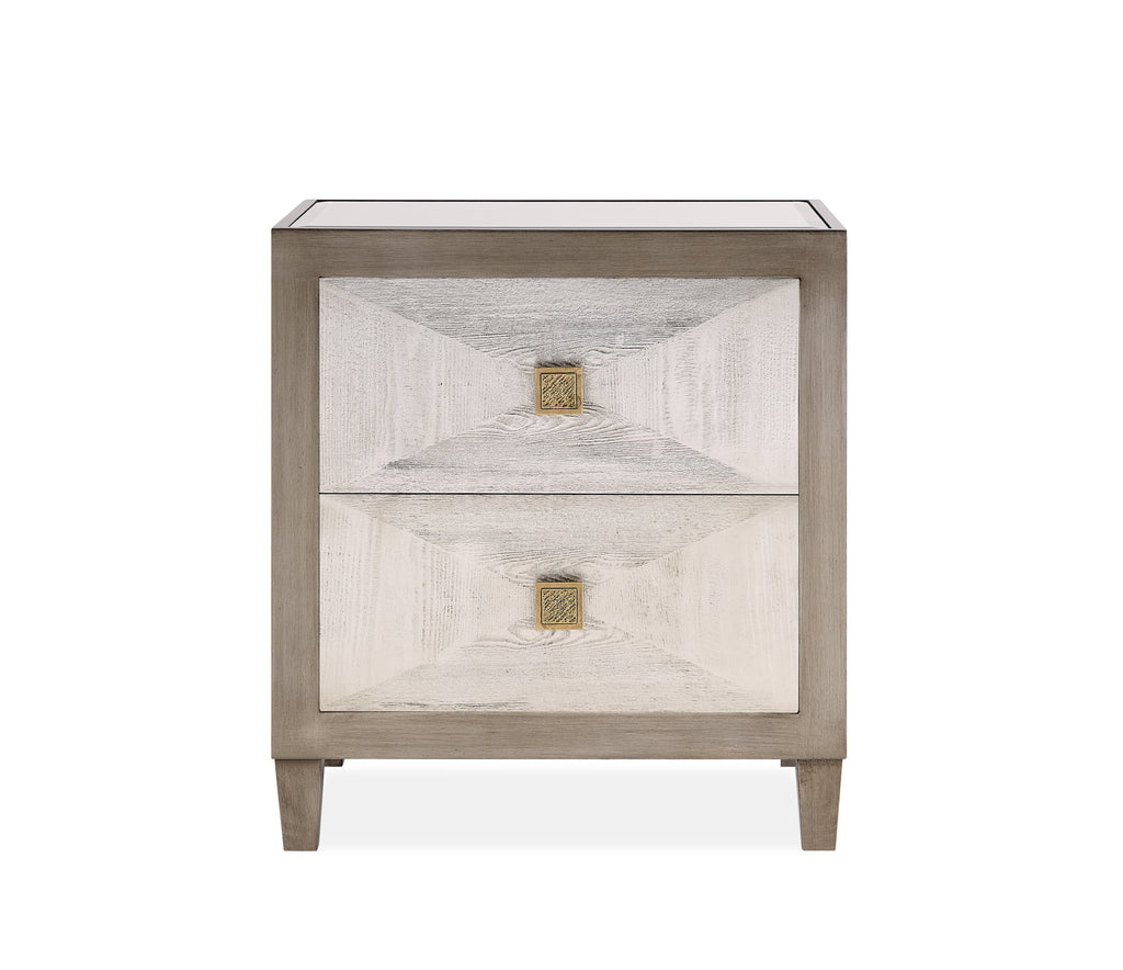 Nova 2 Drawer Silver Grey End Table
