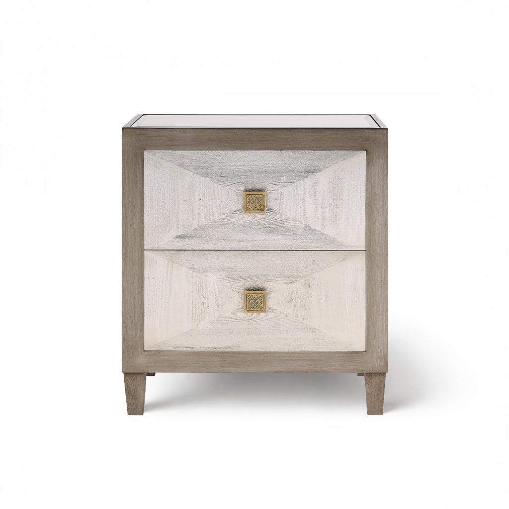 Nova 2 Drawer Silver Grey End Table