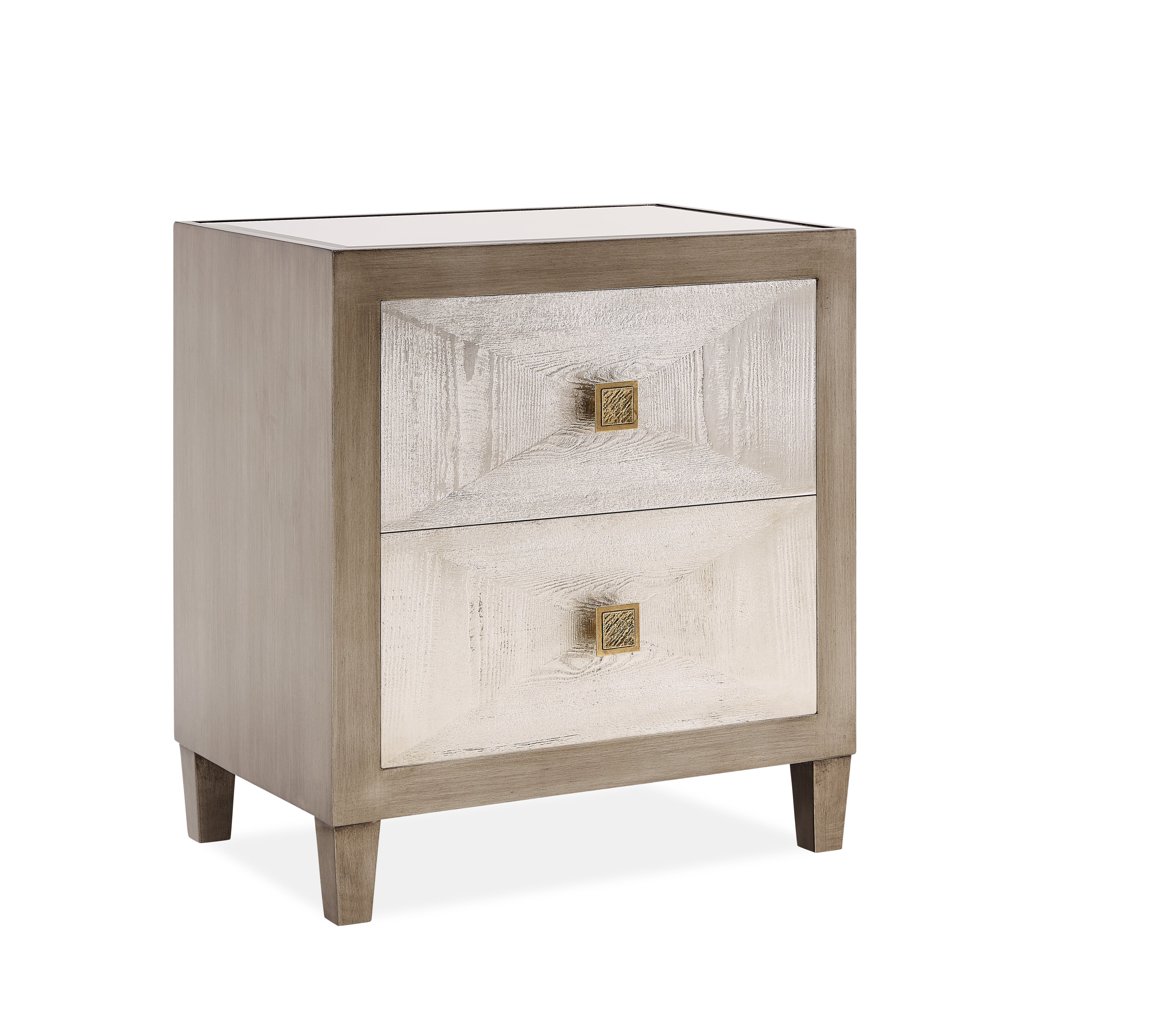 Nova 2 Drawer Silver Grey End Table