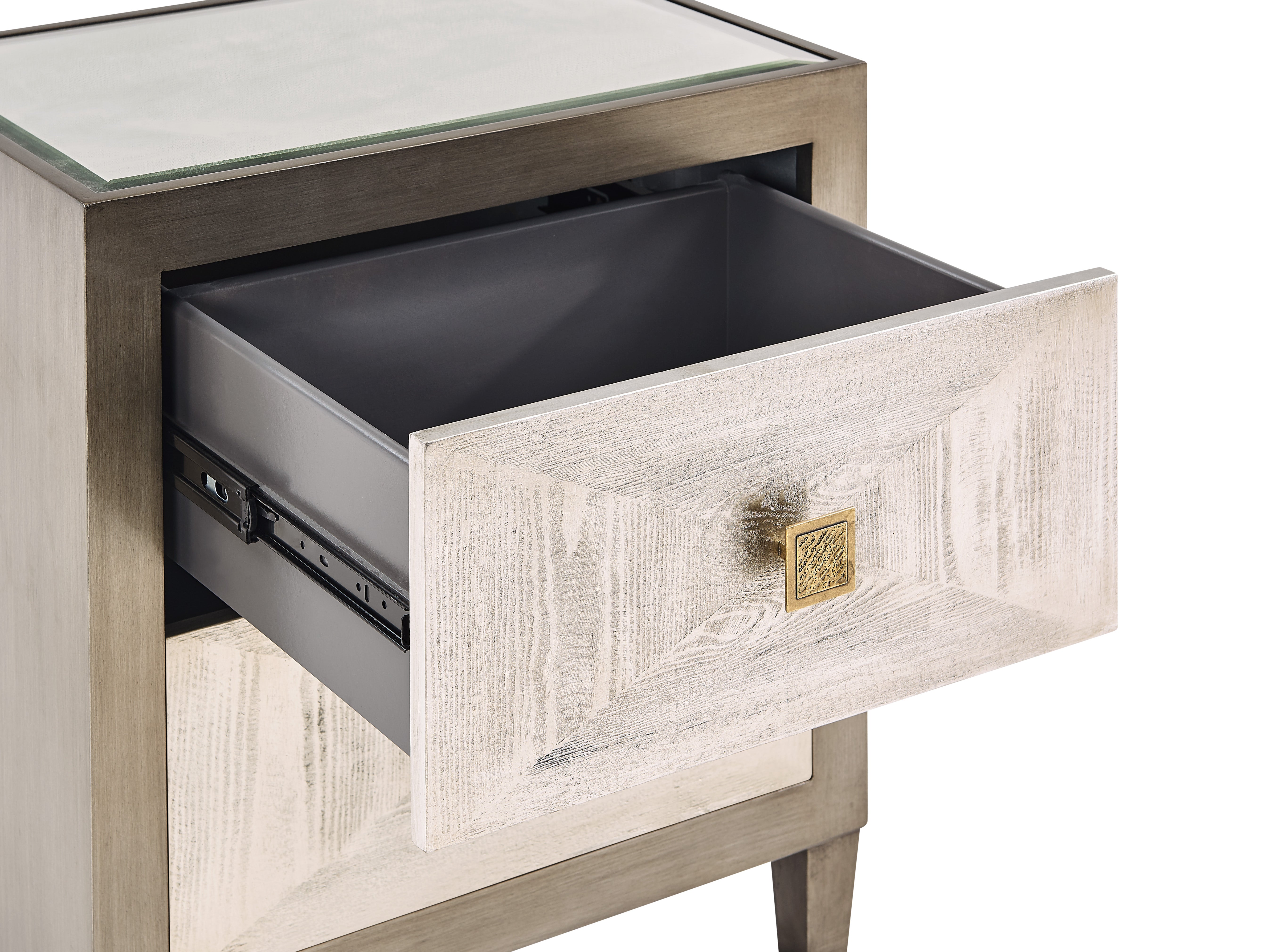 Nova 2 Drawer Silver Grey End Table