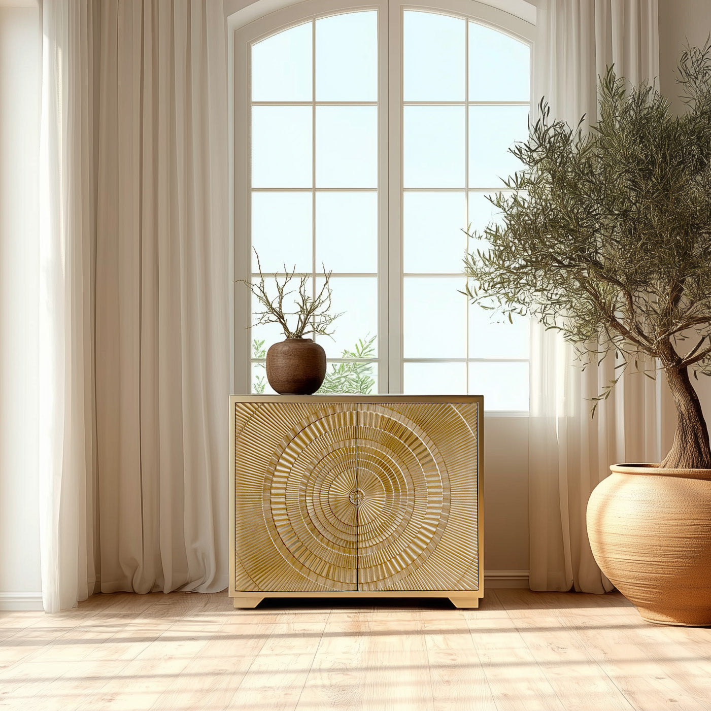 Frenso 2 Door Gold Geometric Chest