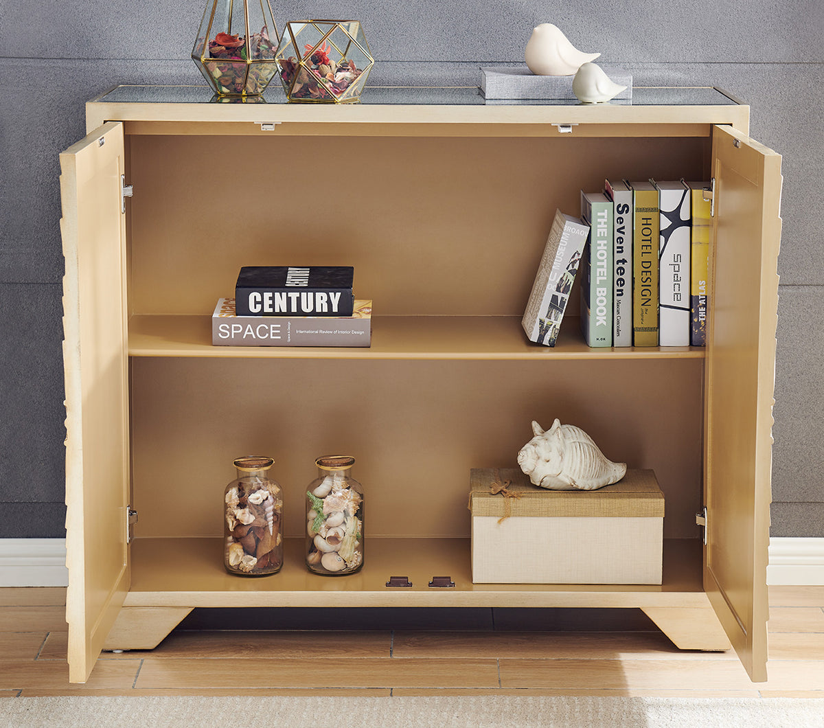 Frenso 2 Door Gold Geometric Chest