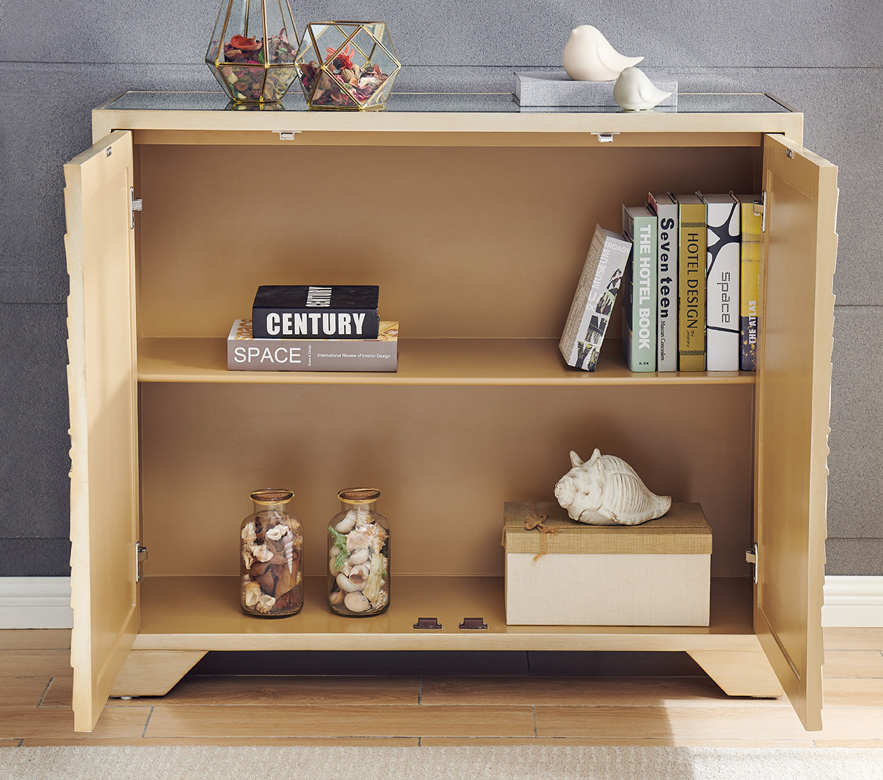 Frenso 2 Door Gold Geometric Chest