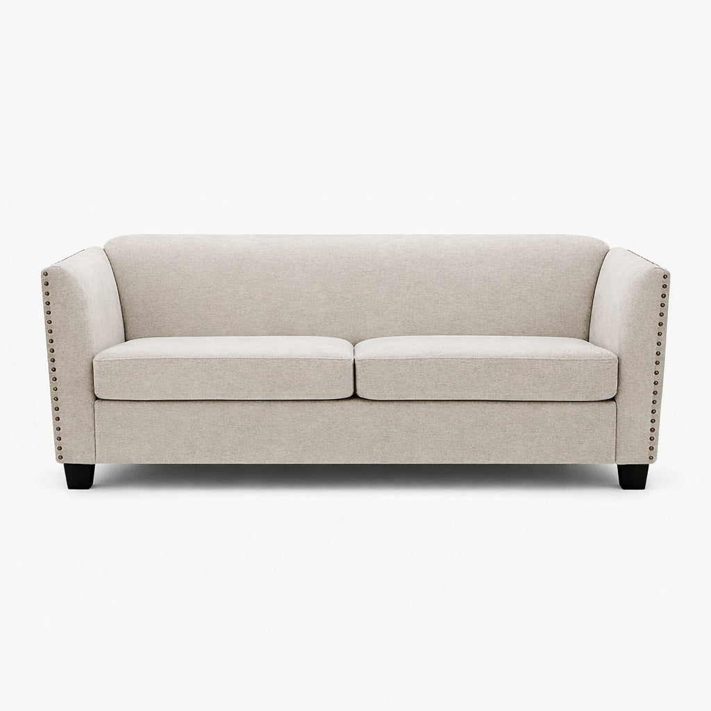 Dawson Studded 3 Seater Cream Sofa