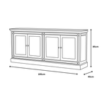 Devon 4 Door Sideboard - Rustic White / Oak Wash Top