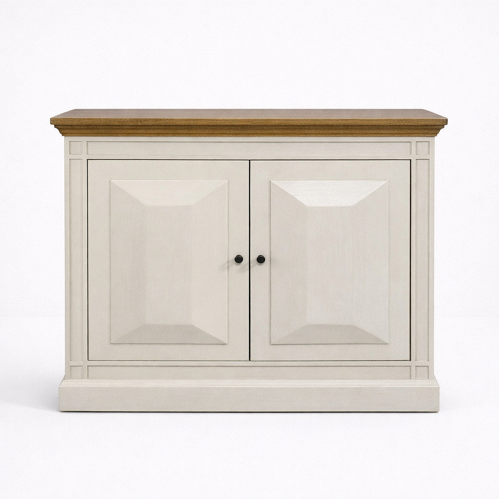 Devon 2 Door Chest - Rustic White /Oak Wash Top