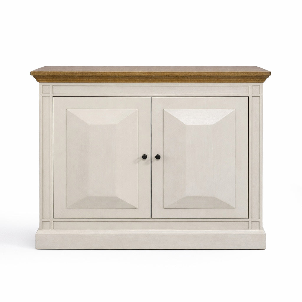 Devon 2 Door Chest - Rustic White /Oak Wash Top