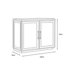 Line drawing of a cabinet with dimensions labeled