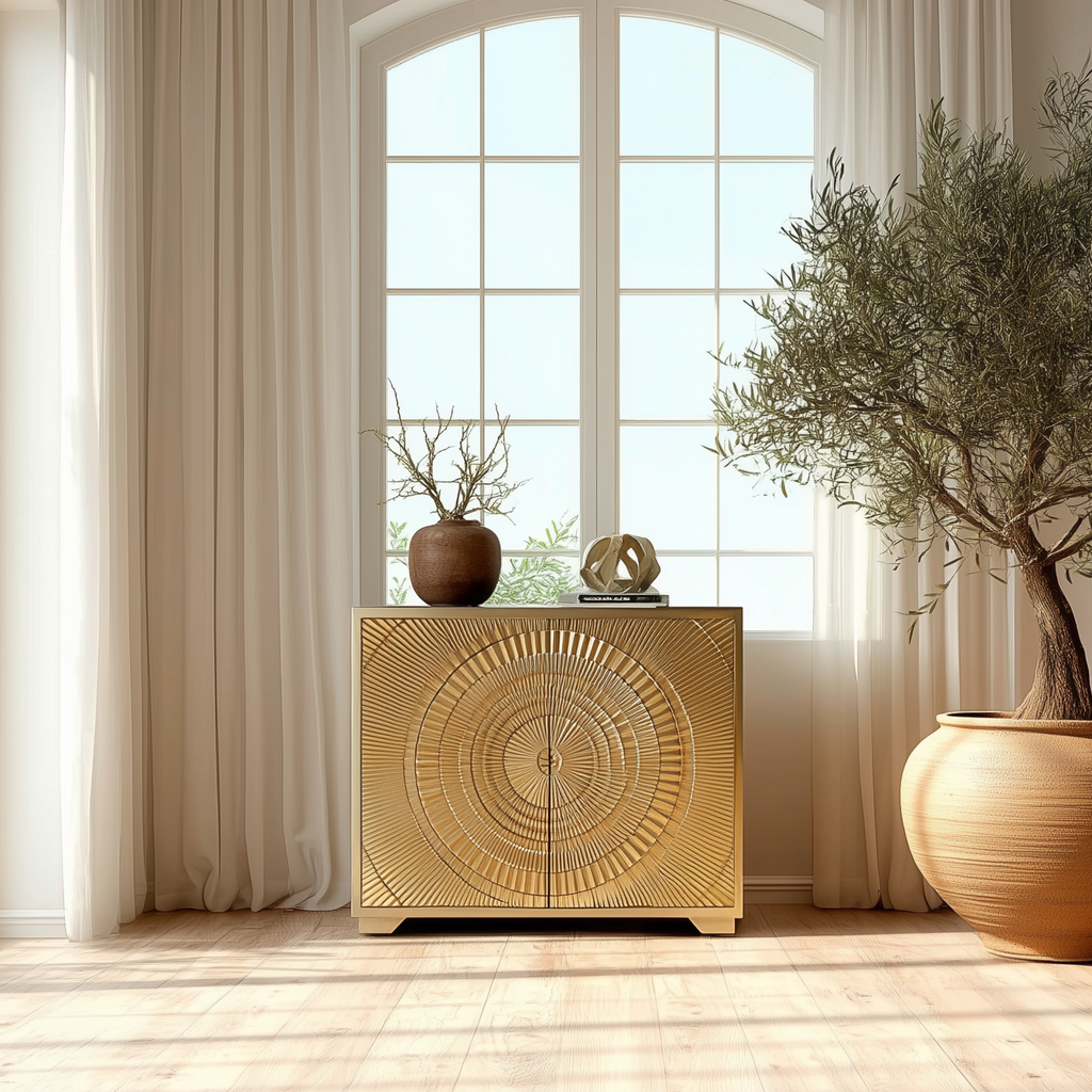 Frenso 2 Door Gold Geometric Chest