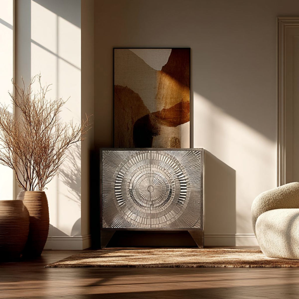 Frenso 2 Door Silver Geometric Chest