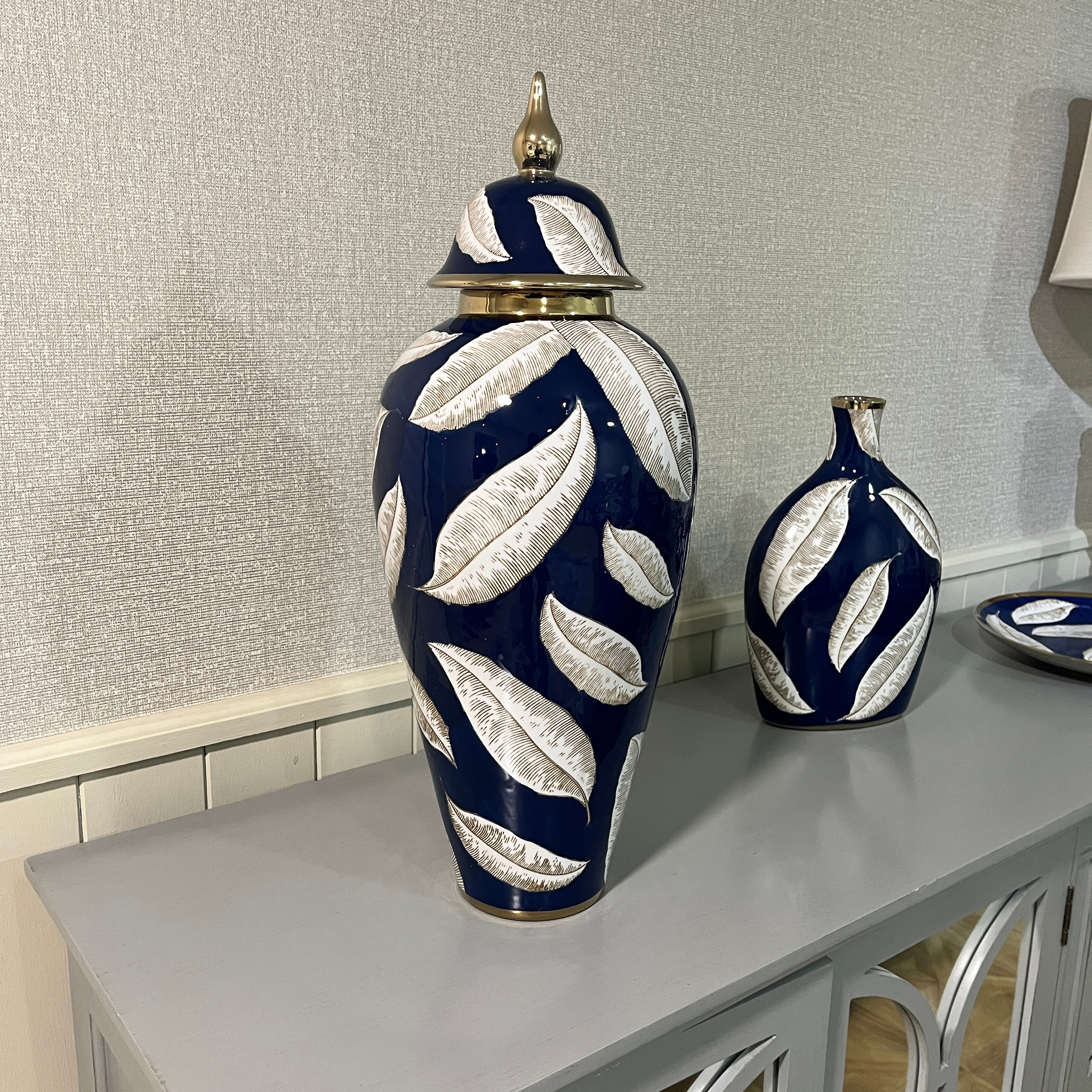 Ceramic Autumn Leaf Jar