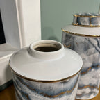 Pair of Lidded Jars - Blue and Gold