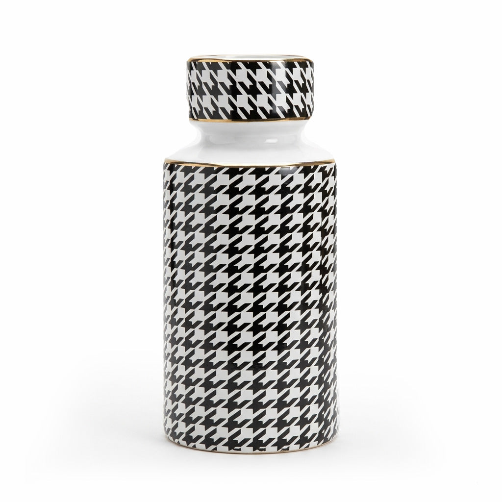 Houndstooth Vase Black and White
