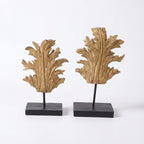 Pair of Rustic Leaf Sculptures on Stands