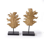 Pair of Rustic Leaf Sculptures on Stands