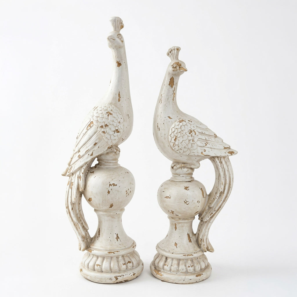 Pair of Peacock Finial Statues
