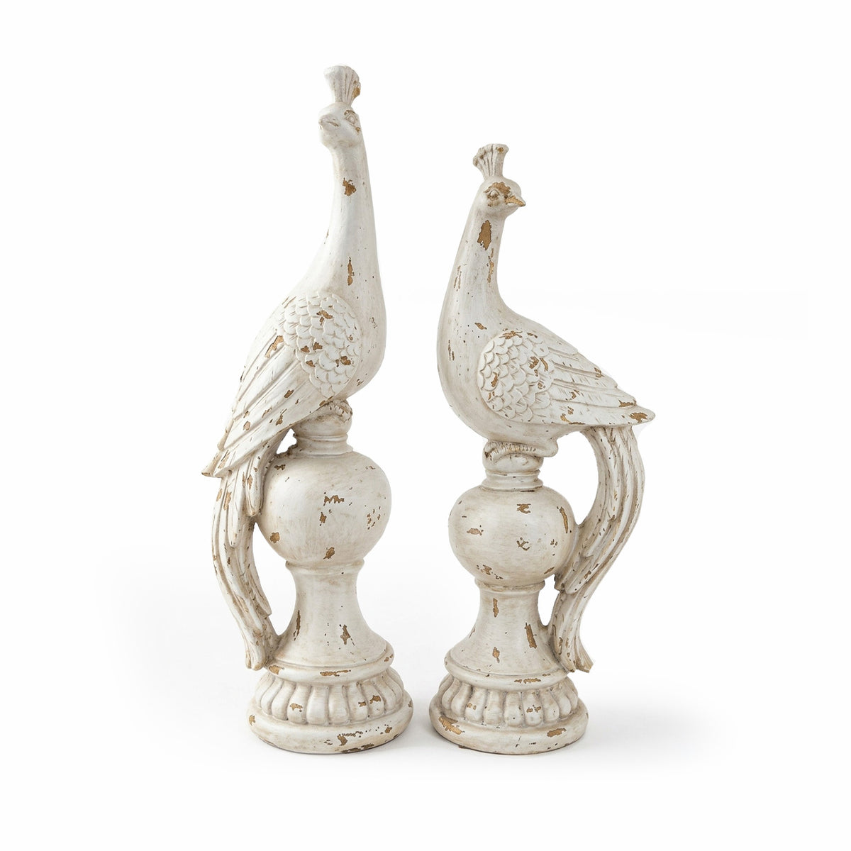 Pair of Peacock Finial Statues