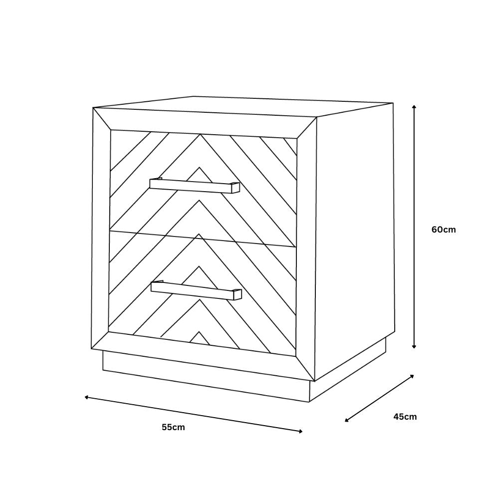 Gilroy 2 Drawer Beige Side Table