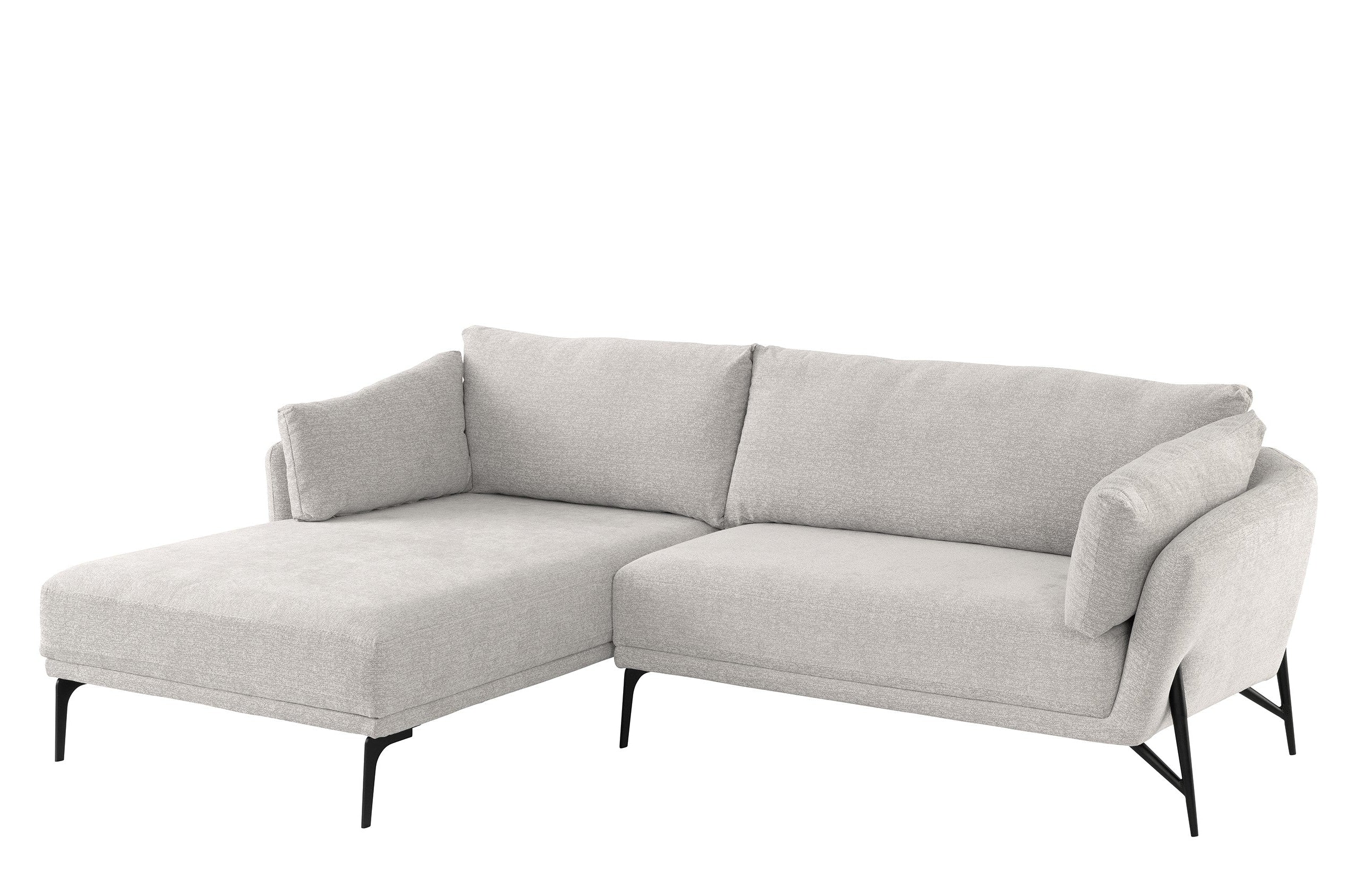 Gray sectional sofa on a white background