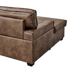 Havar Corner Sofa Bed: Brown Leather Aire (Left)
