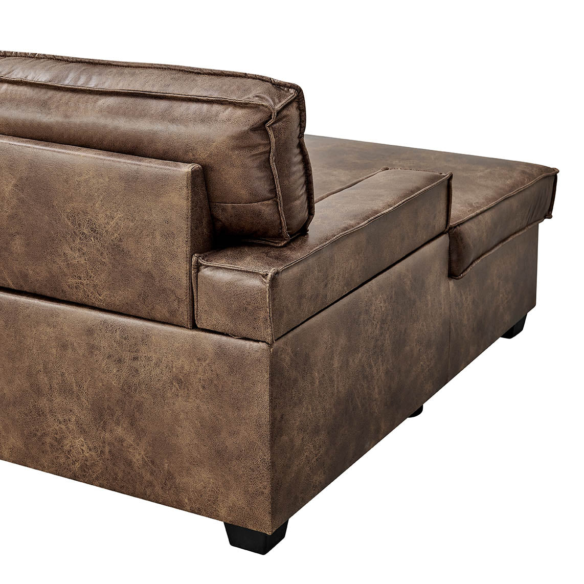 Havar Corner Sofa Bed: Brown Leather Aire (Left)