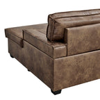Havar Corner Sofa Bed: Brown Leather Aire (Right)