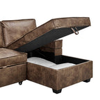 Havar Corner Sofa Bed: Brown Leather Aire (Right)