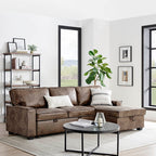 Havar Corner Sofa Bed: Brown Leather Aire (Right)