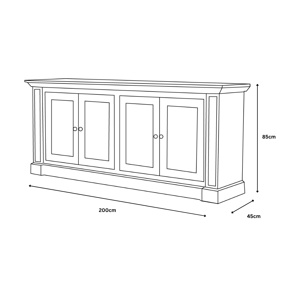 Harvard 4 Door Sideboard - Dark Bayur