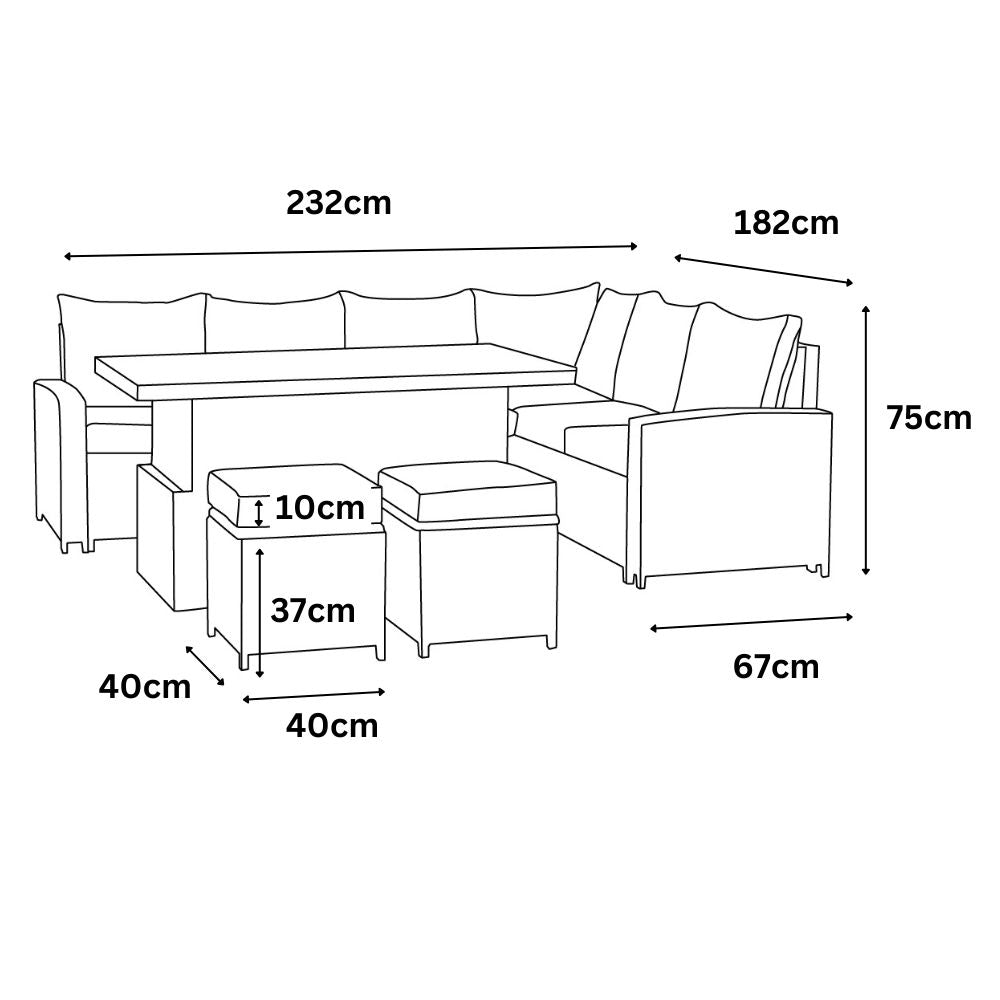 Henley 5pcs Corner Outdoor Dining Set-Grey
