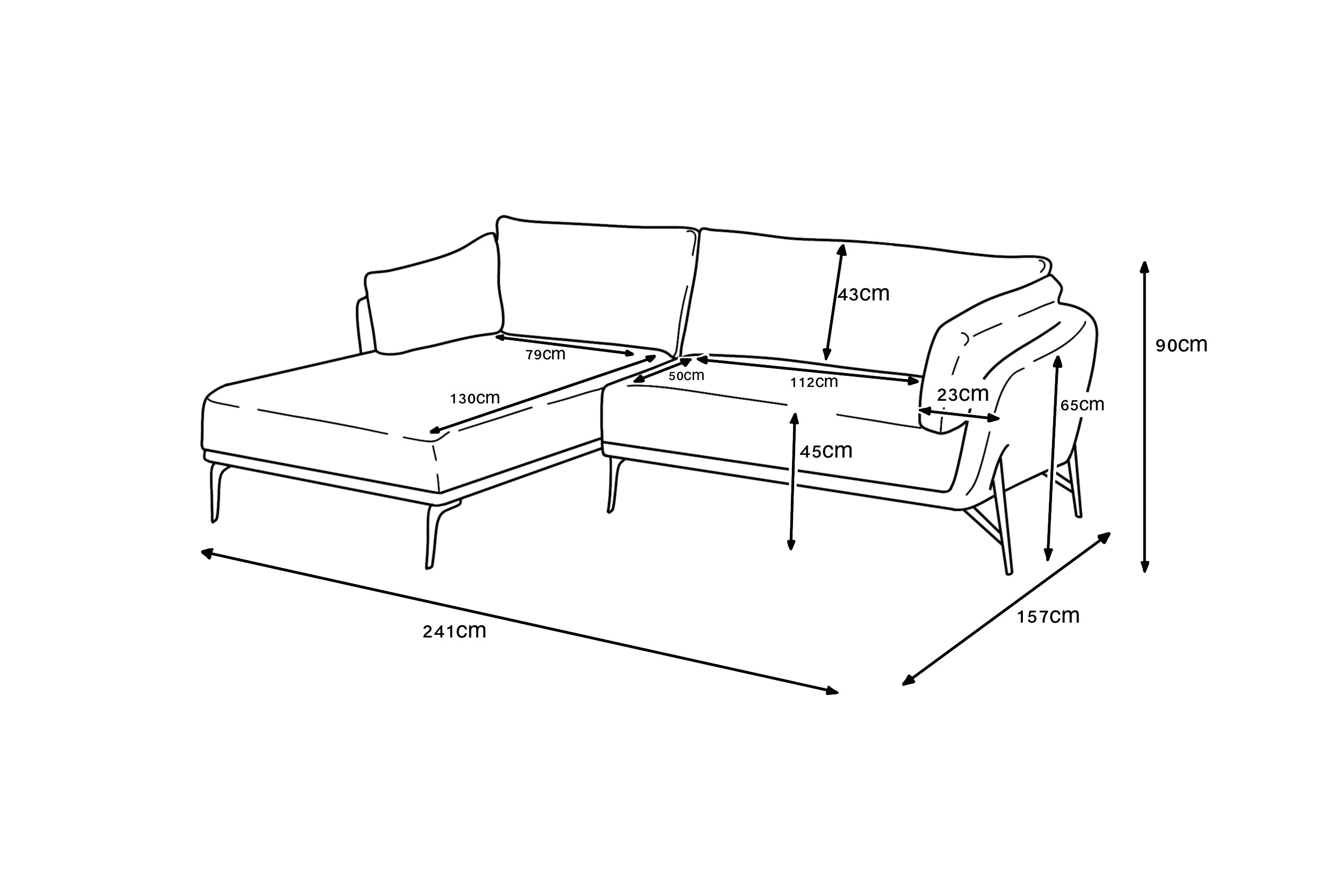 Hilton Corner Sofa - Dark Grey (left)