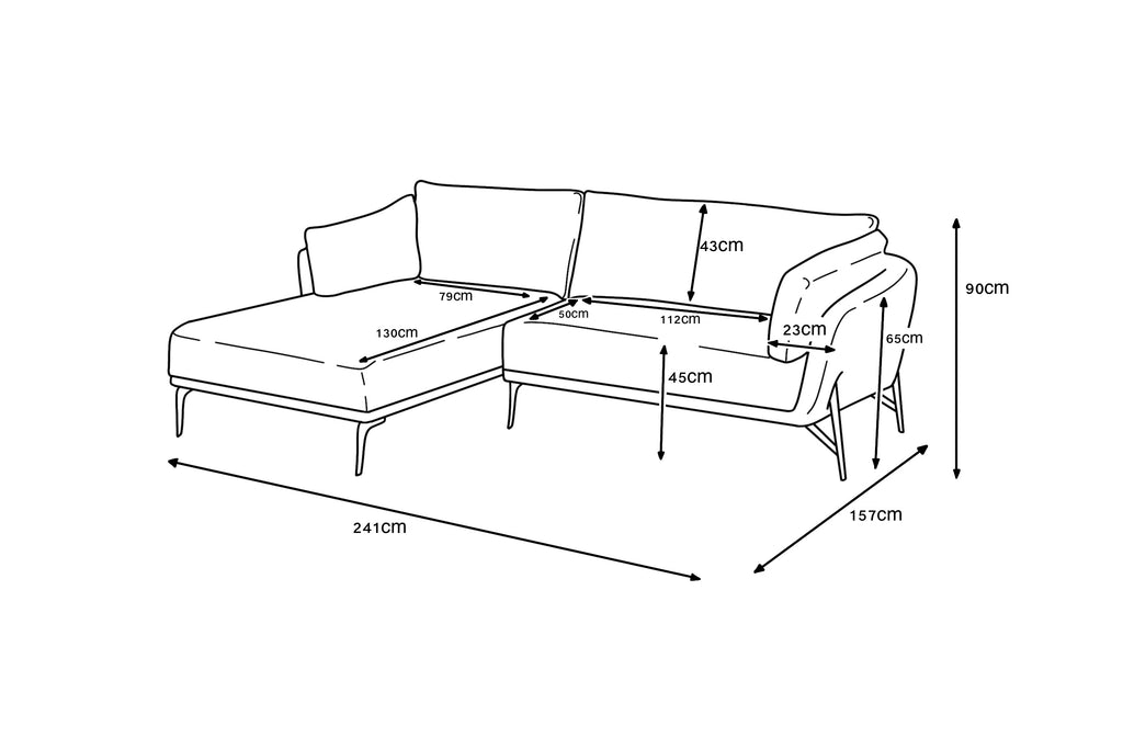 Hilton Corner Sofa - Light Grey (left)