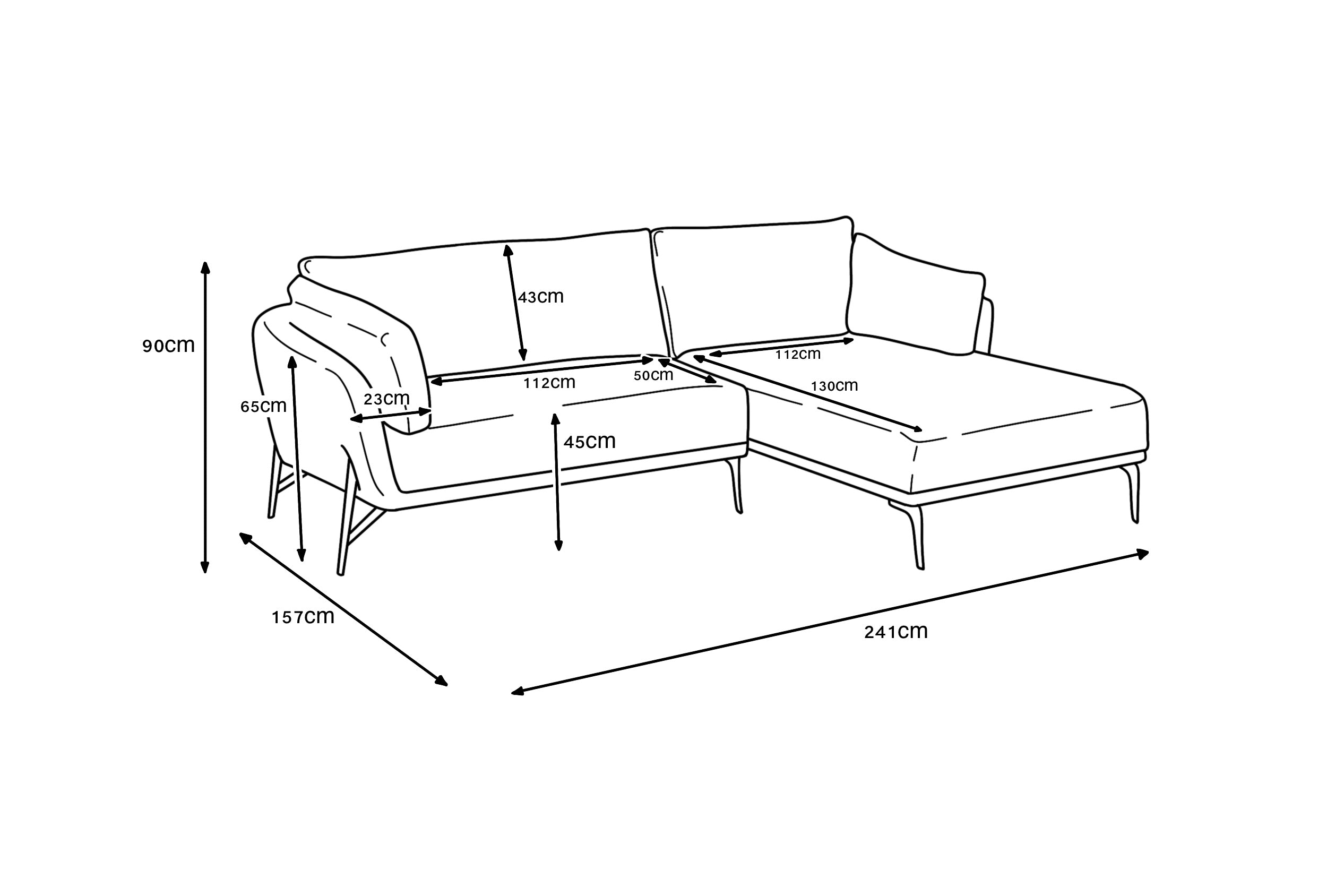 Hilton Corner Sofa - Light Grey (right)