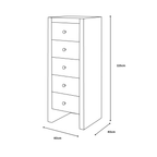 Hollywood White 5 Drawer Tallboy