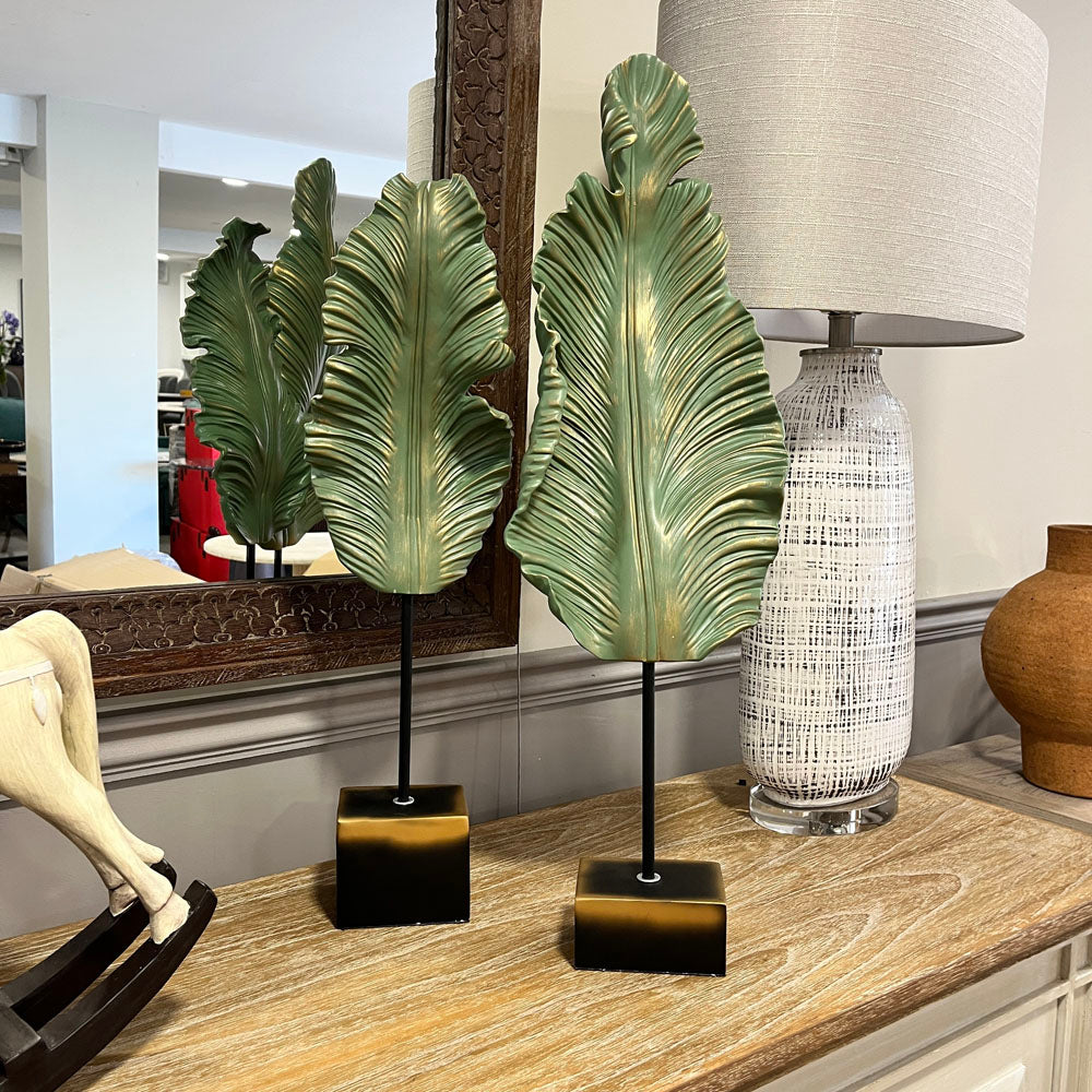Pair of Banana Leaf Statues