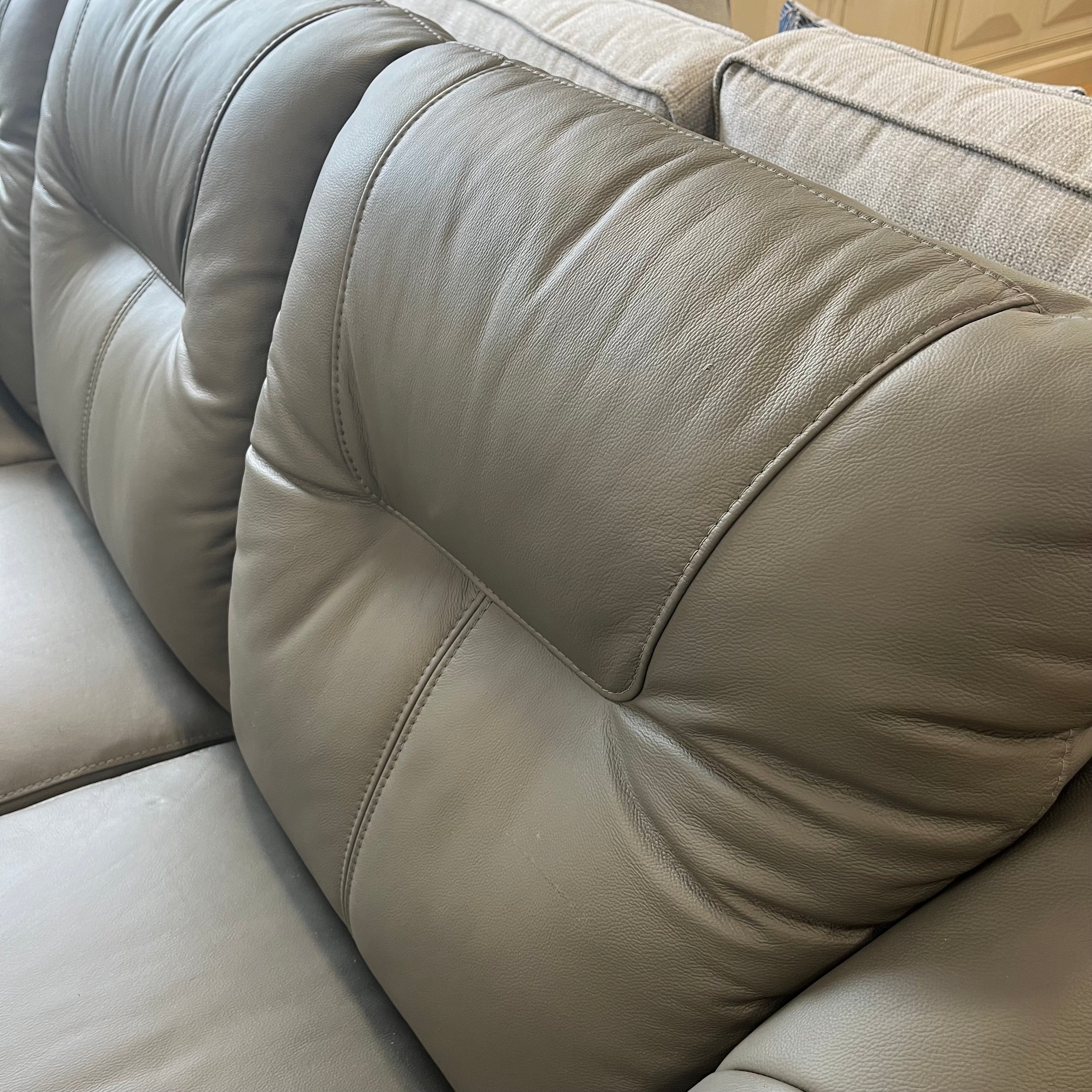 Naples Leather 3 Seater Dark Grey Sofa