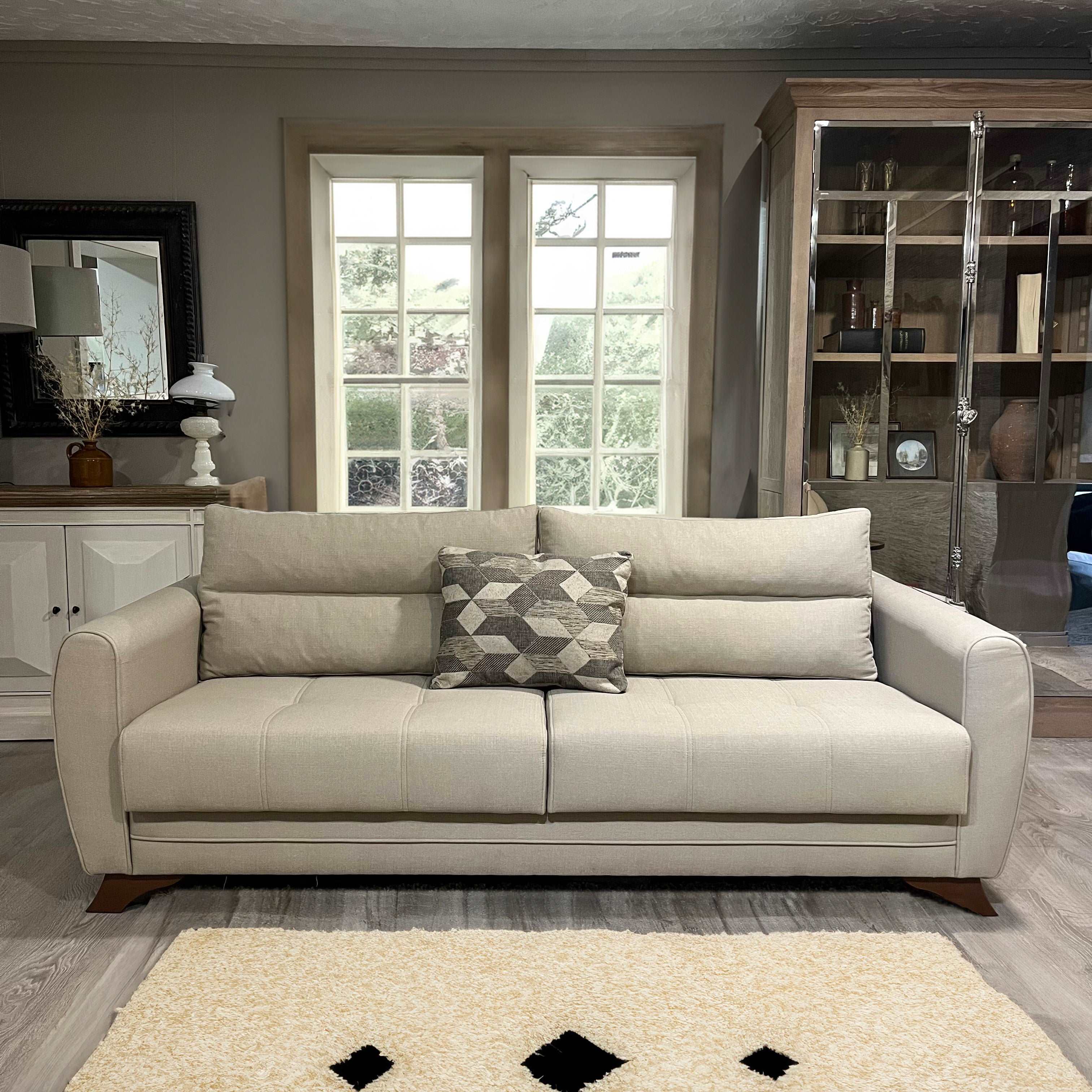 Aykon 3 Seater Cream Sofa