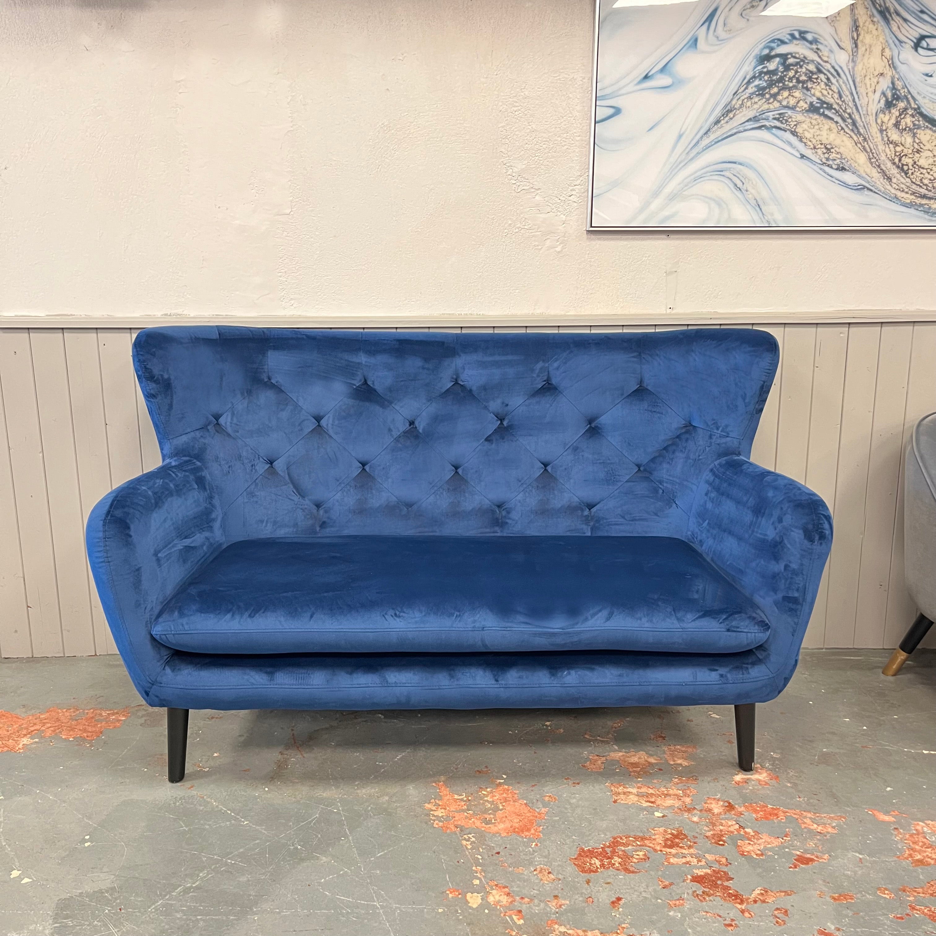 Yak 2 Seater Blue Velvet Sofa