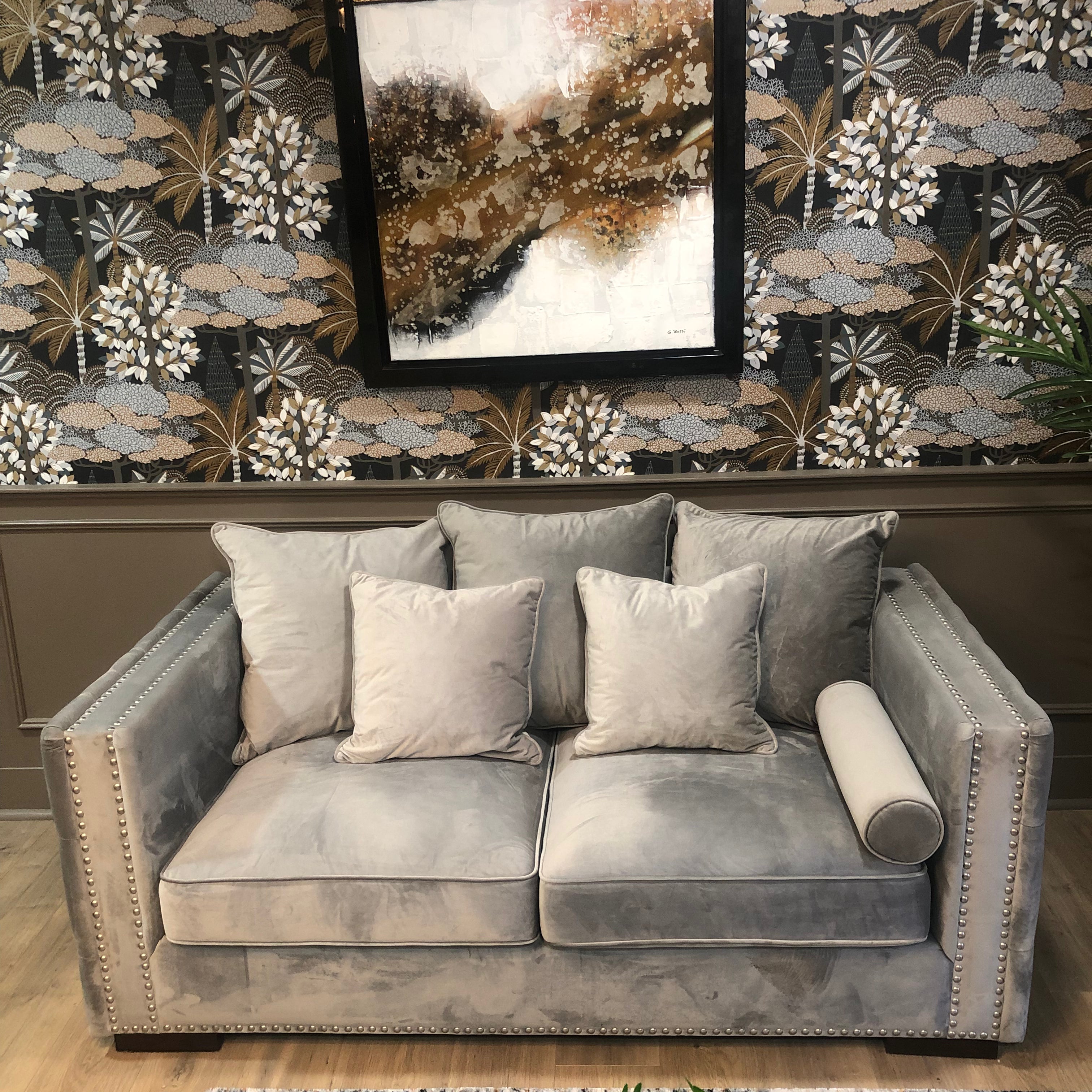 Moscow 2 Seater Grey Velvet Sofa