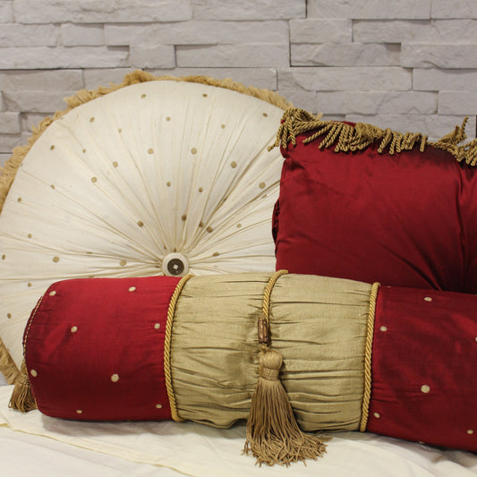 Red and Gold Bolster Pillow