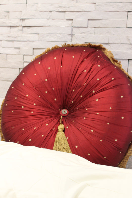 Red and Gold Round Accent Pillow