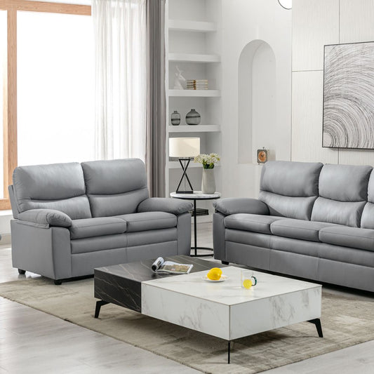 Andreas Grey Faux Leather 3+2 Seater Set