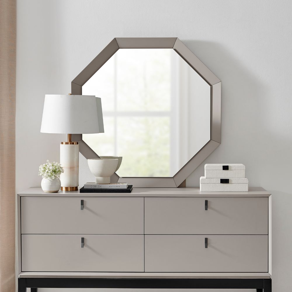 Pasadena Flannel Grey LED Hexagon Mirror