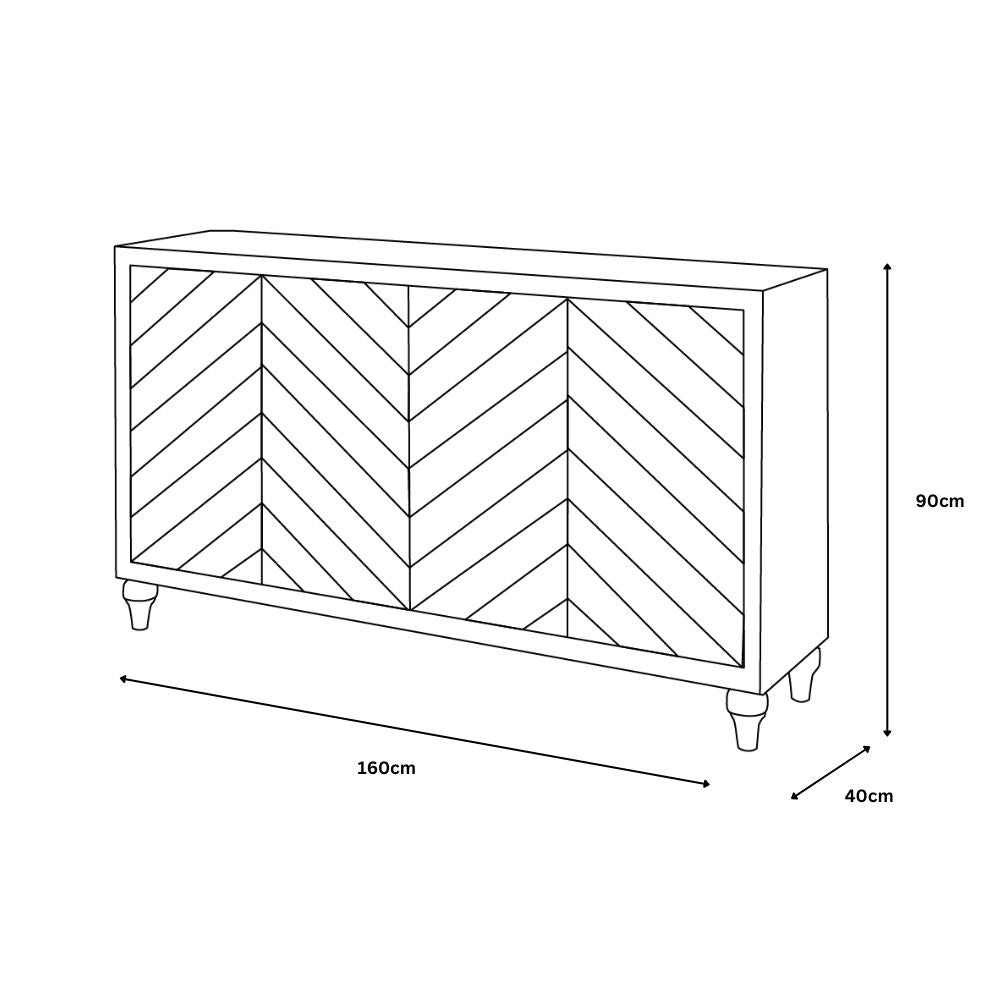 Isla 4 Door Black Grey Sideboard
