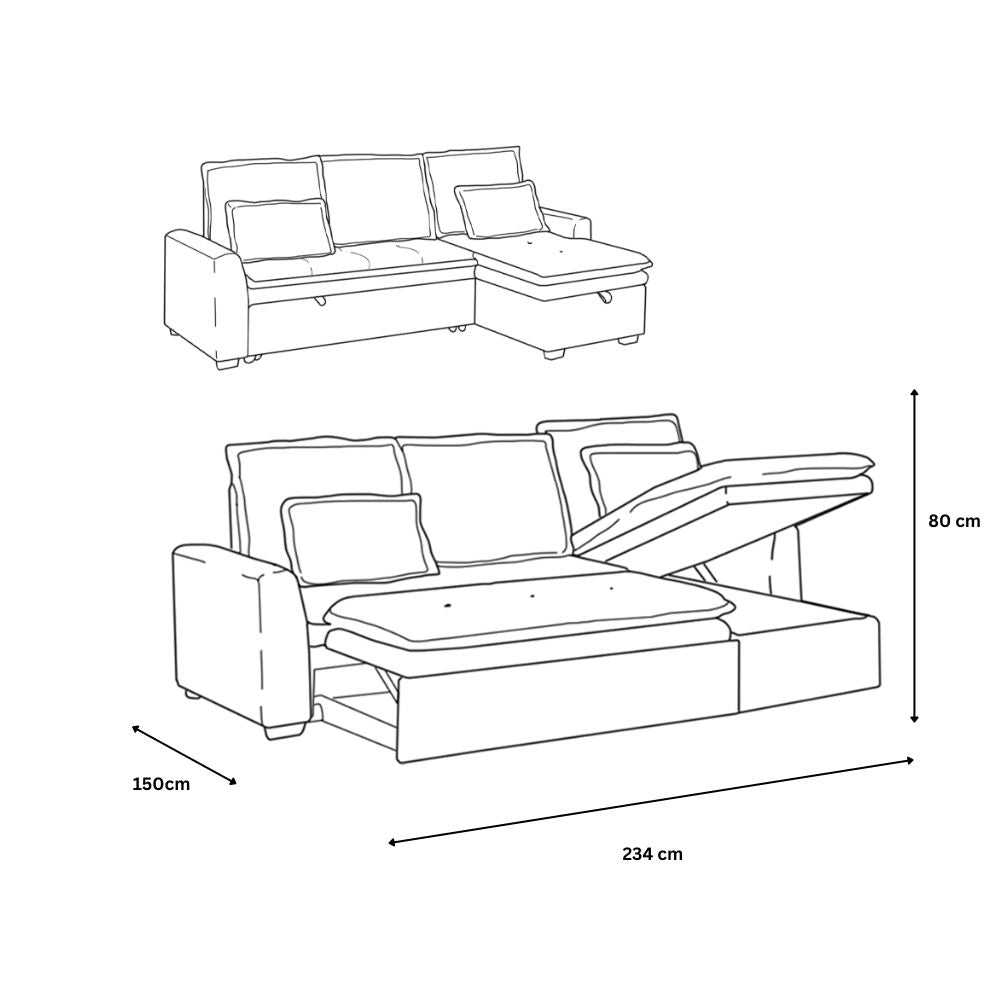 Jonah Interchangeable Corner Sofa Bed - Grey