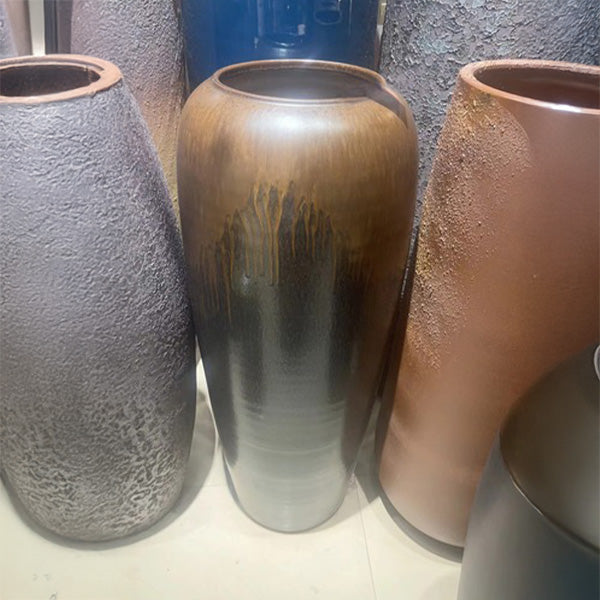 Tall Ceramic Pot Bronze Drip 90cm