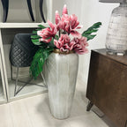 Tall Ceramic Pot Cream Drip Glaze 90cm